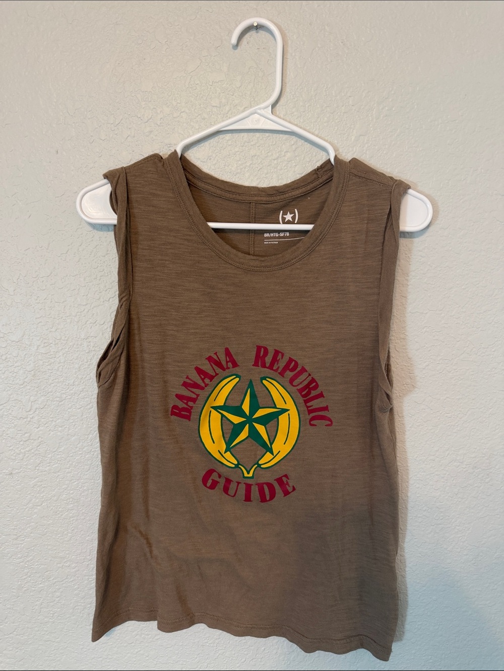Banana Republic Brown Tank with Yellow & Green Graphic